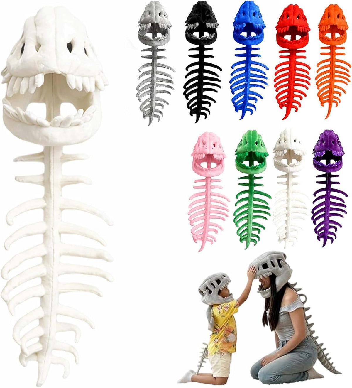 Halloween Costume 3D Plush Dinosaur Skeleton Costume, Realistic Spinosaurus