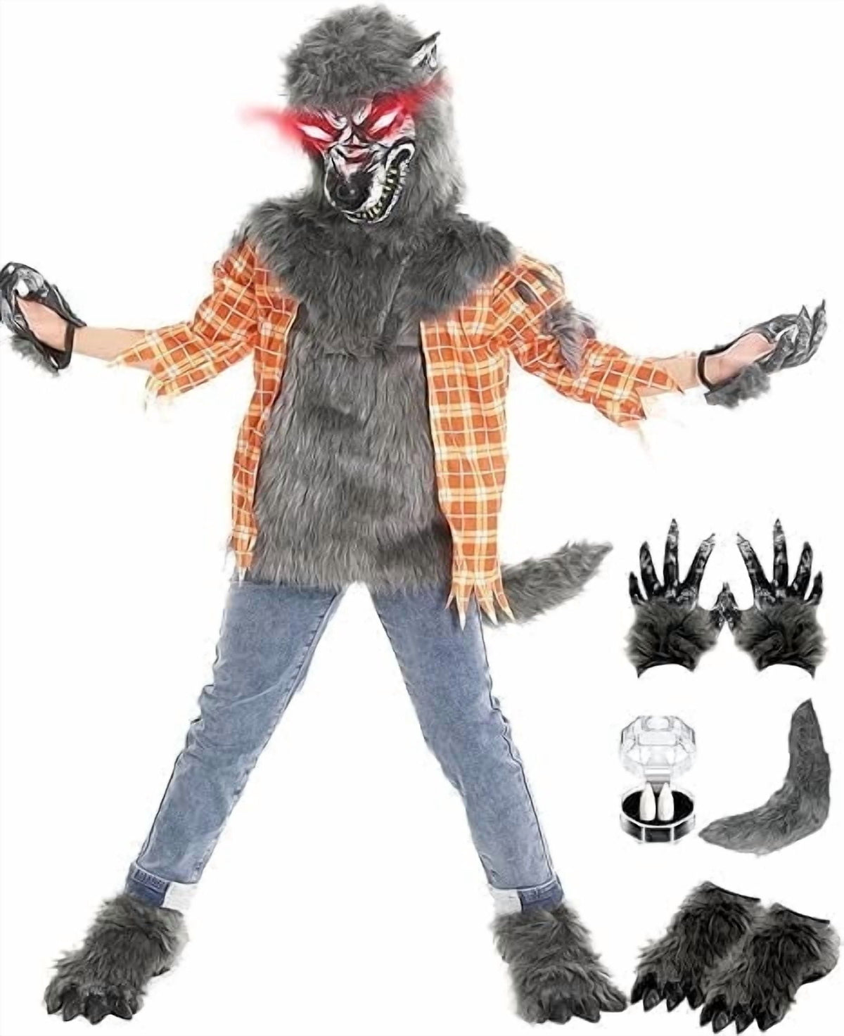 Halloween Costume Boys Wolf Costume Set - Halloween Red Werewolf Outfit with