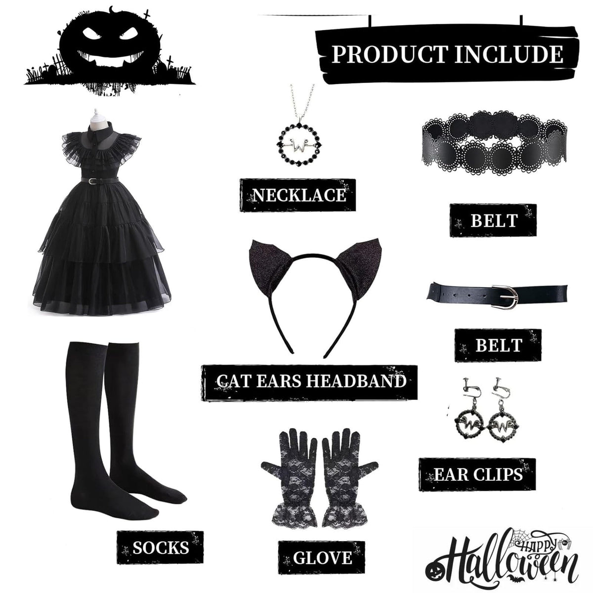 Halloween Costume Lstmmwd Black Dress Up Costume for Girls Birthday Party