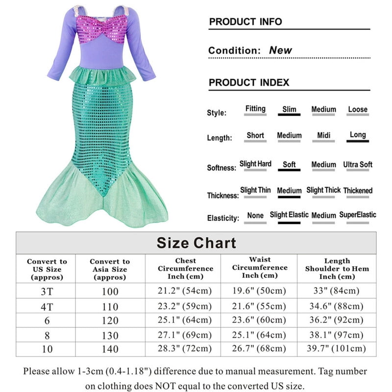 Halloween Costume Jurebecia Little Girl Mermaid Princess Costume Sequins Dress