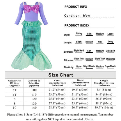 Halloween Costume Jurebecia Little Girl Mermaid Princess Costume Sequins Dress