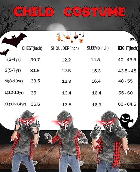 Halloween Costume Boys Wolf Costume Set - Halloween Red Werewolf Outfit with