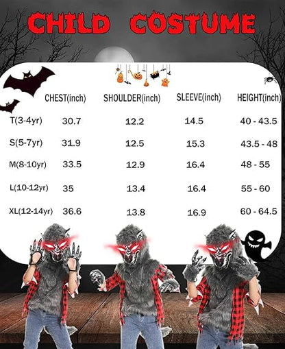 Halloween Costume Boys Wolf Costume Set - Halloween Red Werewolf Outfit with