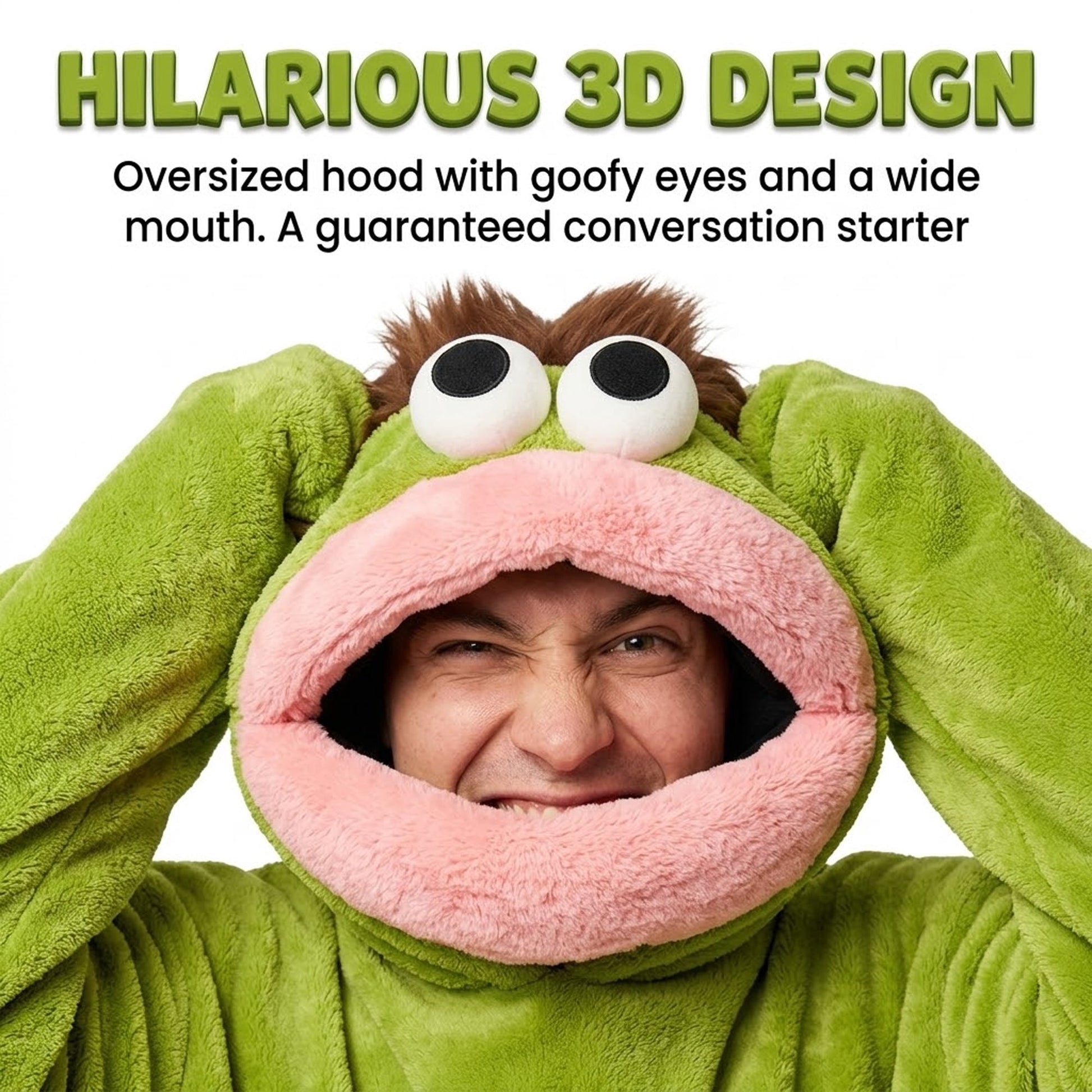 Halloween Costume Funny Big Mouth Monster Adult Onesie with Large Comb Prop,