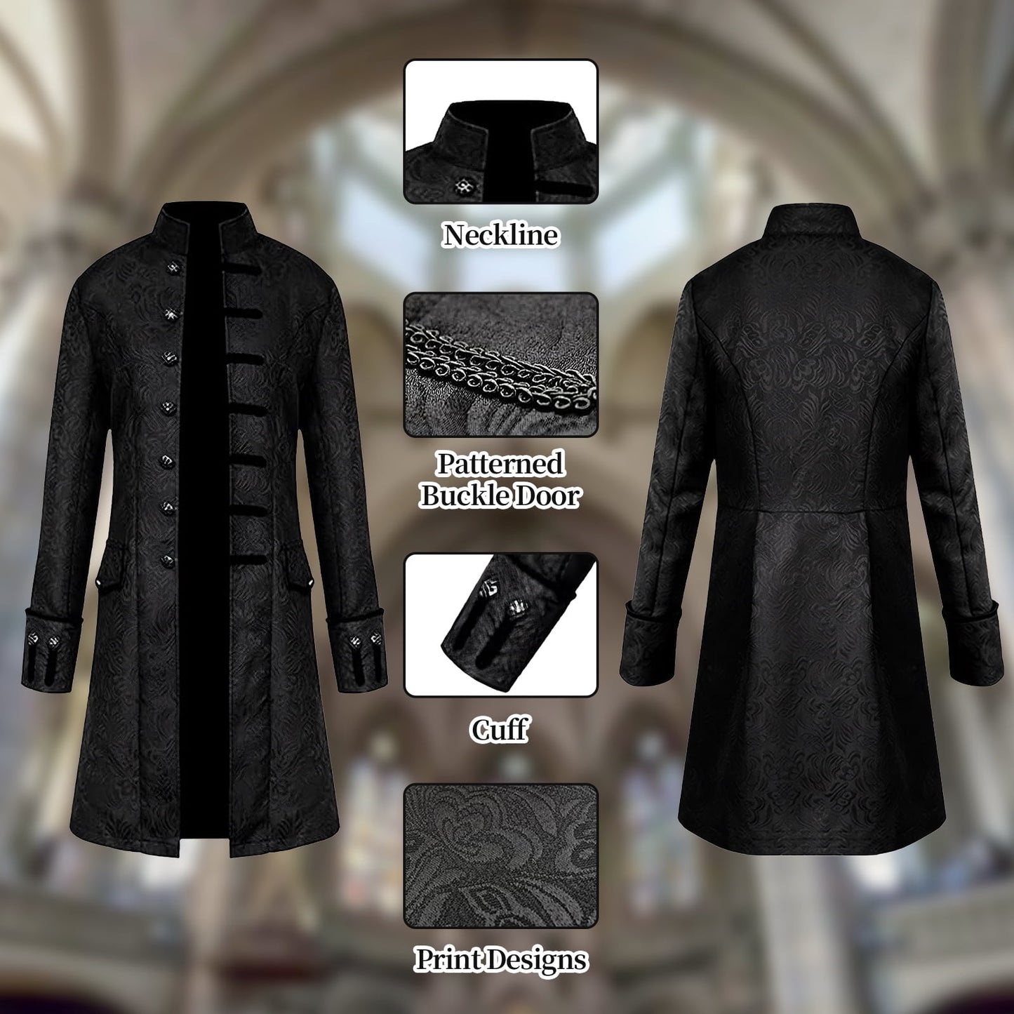 Halloween Costume WASFDN Medieval Halloween Costumes Male Coat Victorian Court