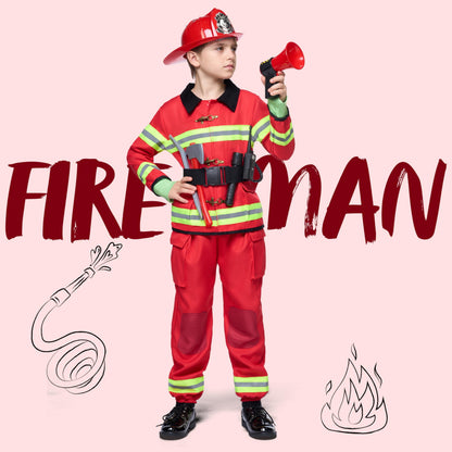 Halloween Costume Halloween Boys Fireman Costume, Firefighter Costume for Kids,