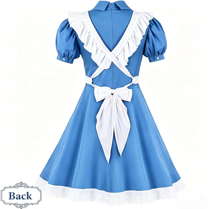 Halloween Costume Women Halloween Blue White Princess Costume Dress With Bow