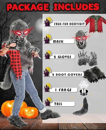 Halloween Costume Boys Wolf Costume Set - Halloween Red Werewolf Outfit with