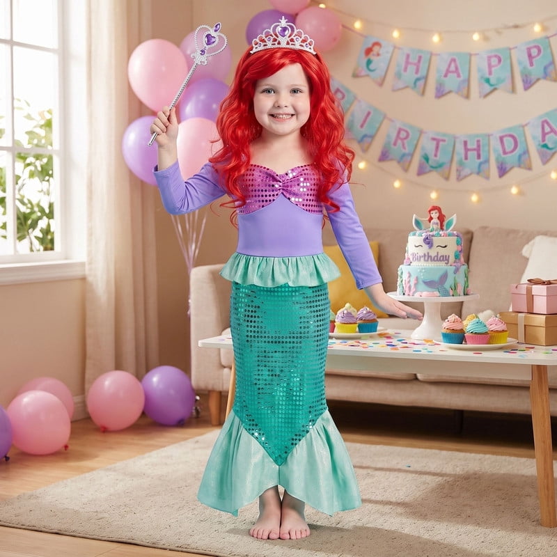 Halloween Costume Jurebecia Little Girl Mermaid Princess Costume Sequins Dress