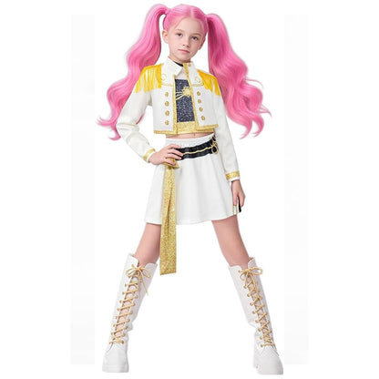 Halloween Costume Pop Star Stage Outfit Pop Idol White Long Sleeve Fringe