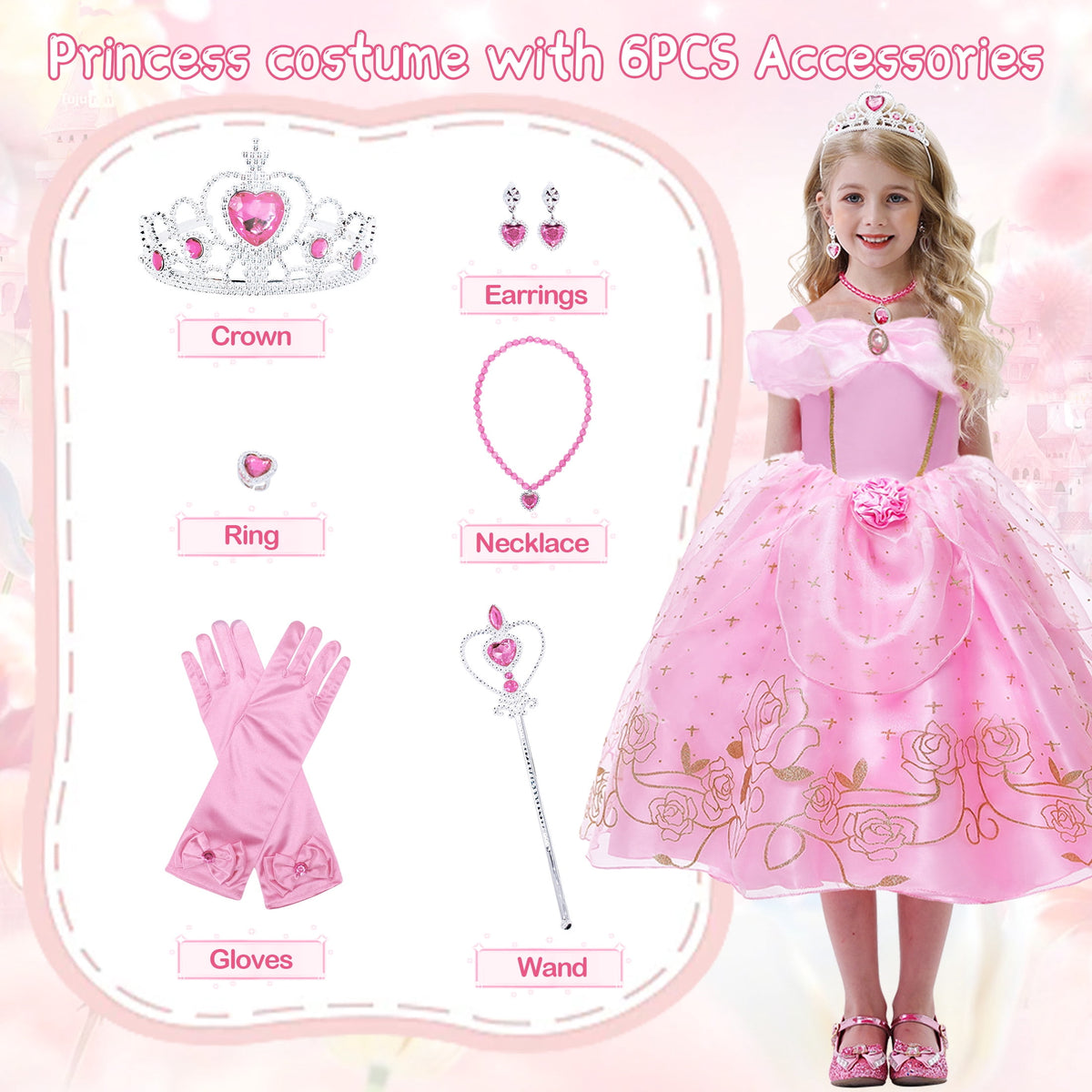 Halloween Costume Benylion Girls Pink Princess Costumes for Halloween Party