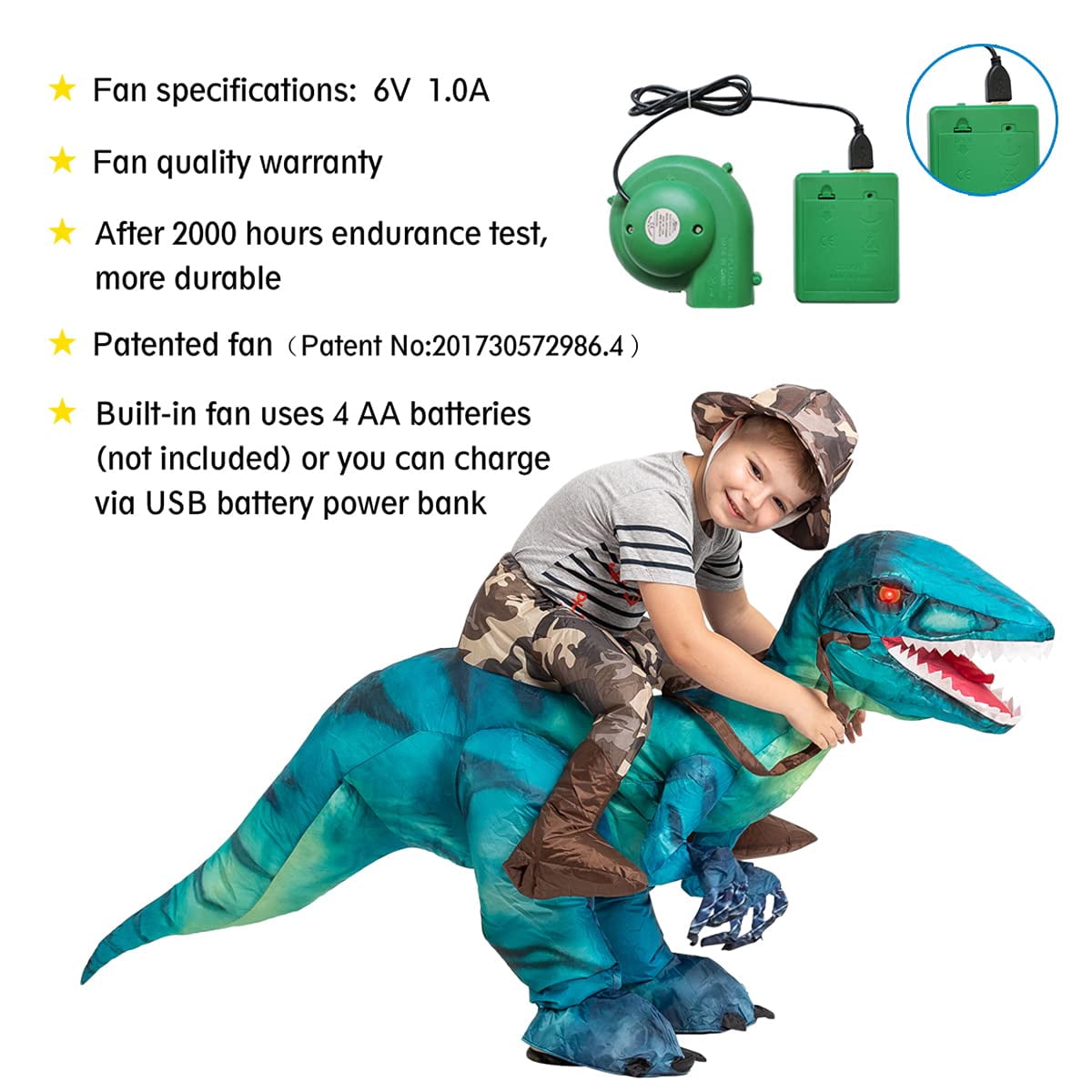 Halloween Costume GOOSH 36 inch Inflatable Dinosaur Costume for Kids, Funny