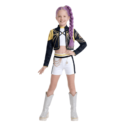 Halloween Costume Pop Star Stage Outfit Pop Idol Jacket Top and Shorts 3-Piece Set