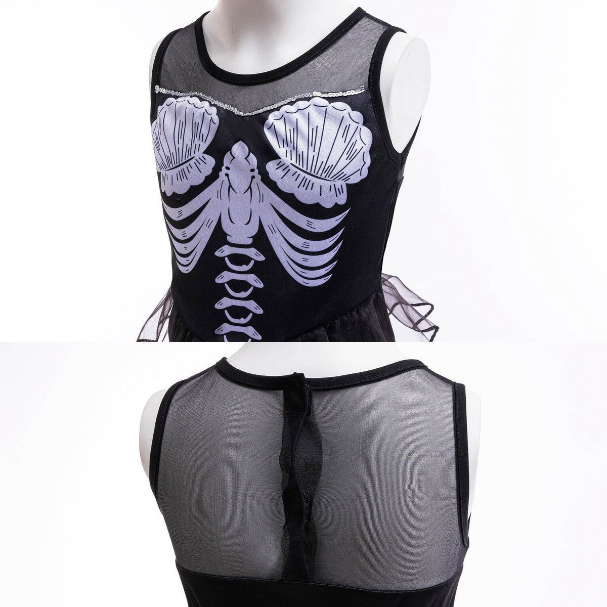 Halloween Costume Girls Mermaid Skeleton Costume w/Accessories Halloween Black