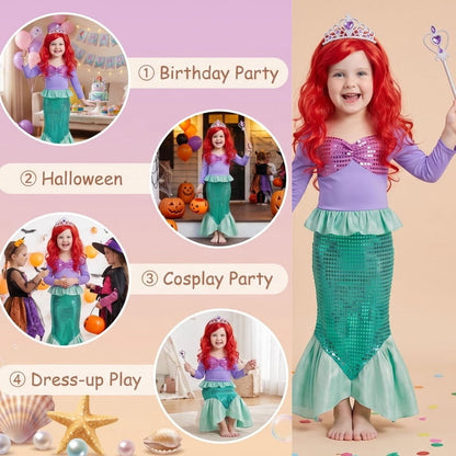 Halloween Costume Jurebecia Little Girl Mermaid Princess Costume Sequins Dress