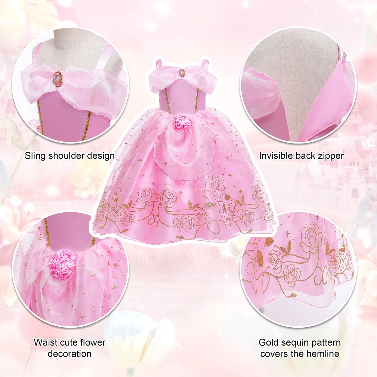 Halloween Costume Benylion Girls Pink Princess Costumes for Halloween Party