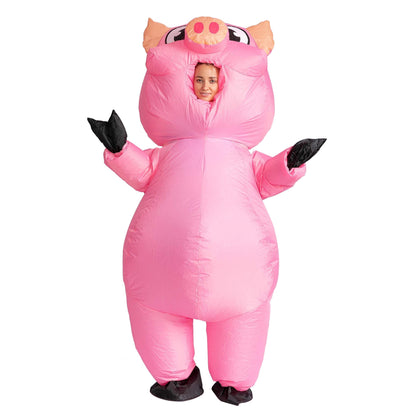 Halloween Costume Adult Inflatable Pig Costume Air Blow Up Pink Piggy
