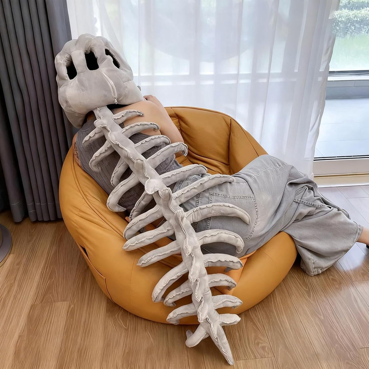 Halloween Costume 3D Plush Dinosaur Skeleton Costume, Realistic Spinosaurus