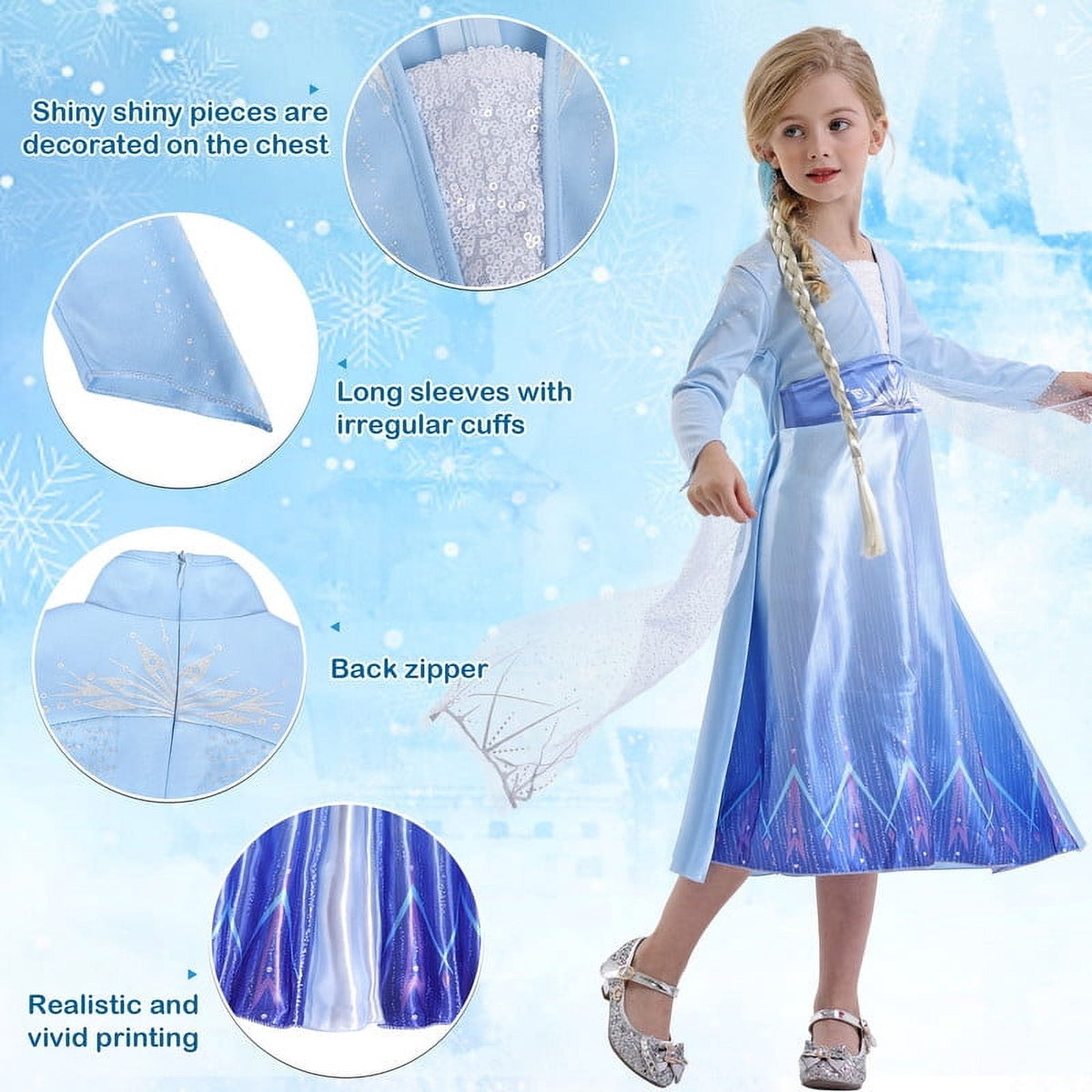 Halloween Costume Jurebecia Snow Queen Princess Dress up Costume for Girl