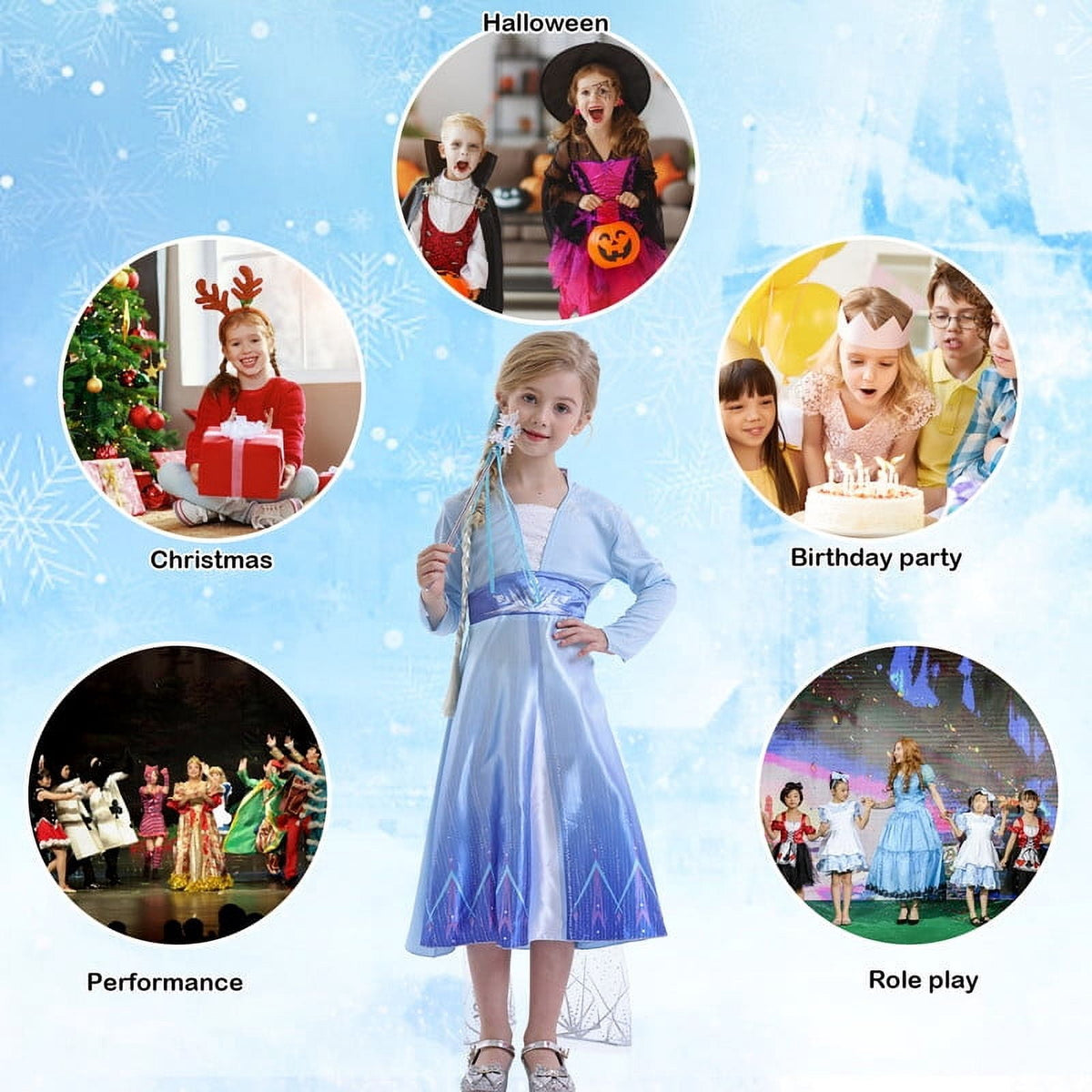 Halloween Costume Jurebecia Snow Queen Princess Dress up Costume for Girl