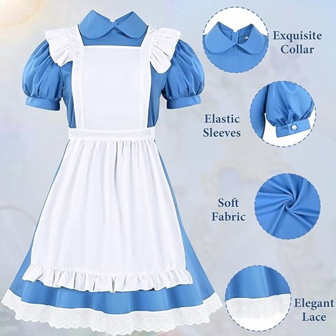 Halloween Costume Women Halloween Blue White Princess Costume Dress With Bow