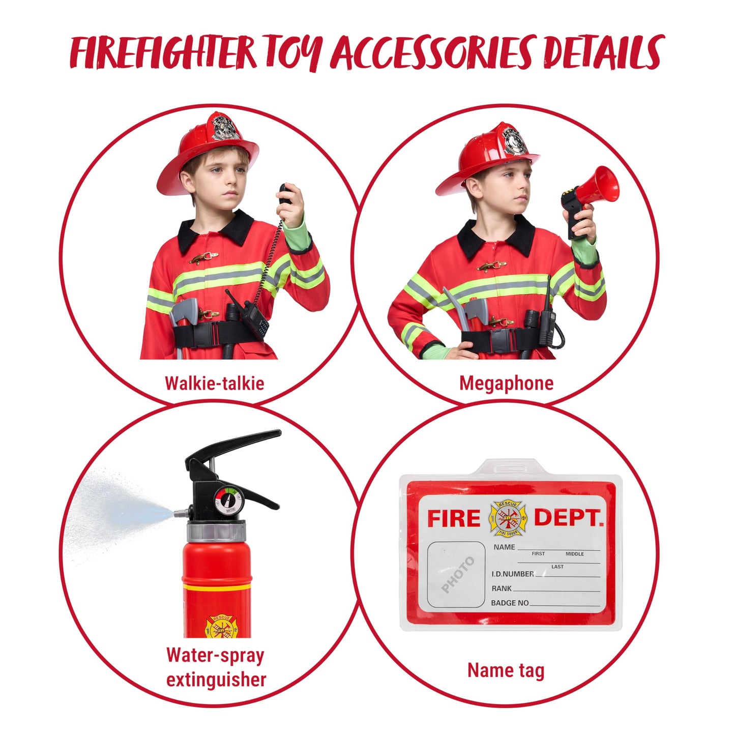 Halloween Costume Halloween Boys Fireman Costume, Firefighter Costume for Kids,