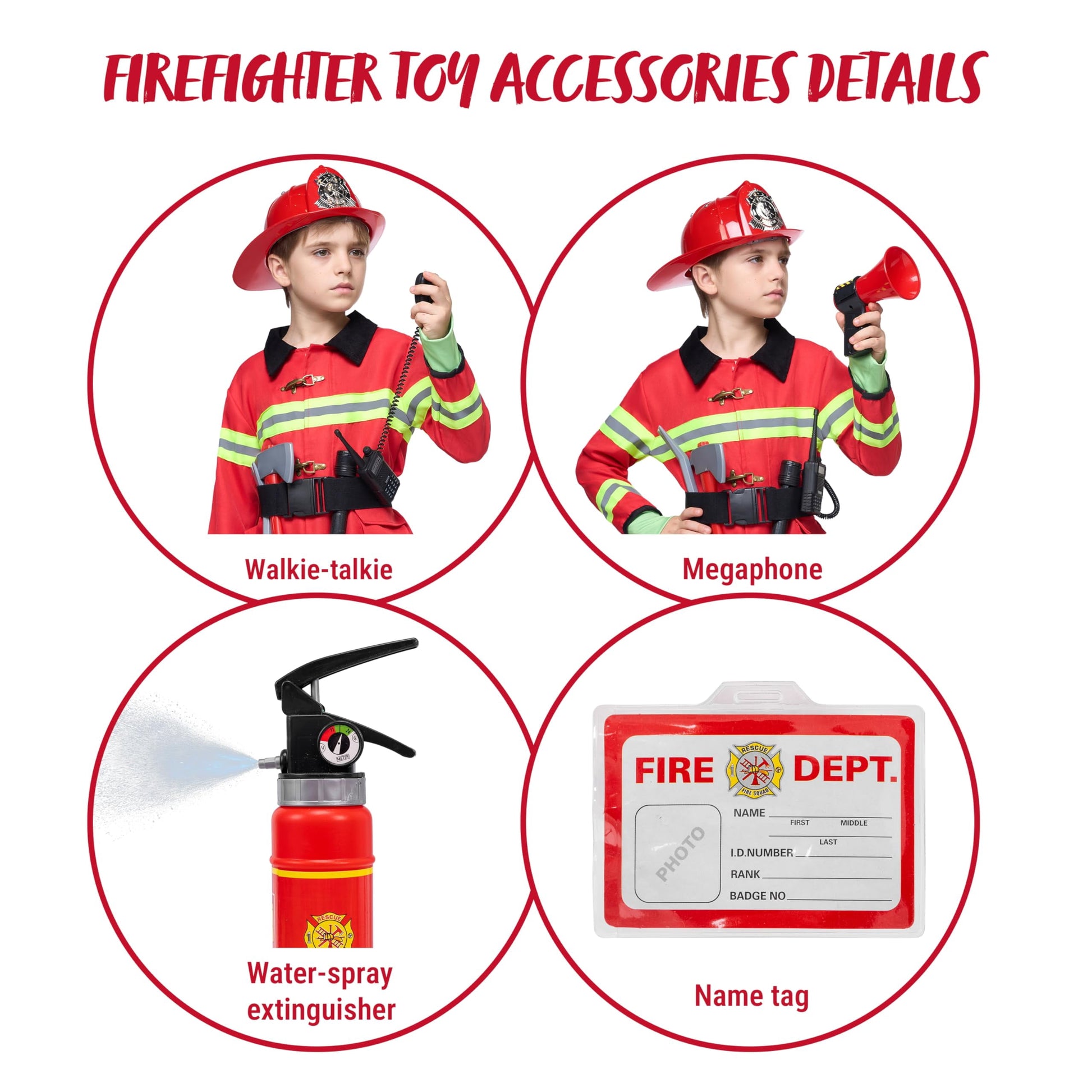 Halloween Costume Halloween Boys Fireman Costume, Firefighter Costume for Kids,