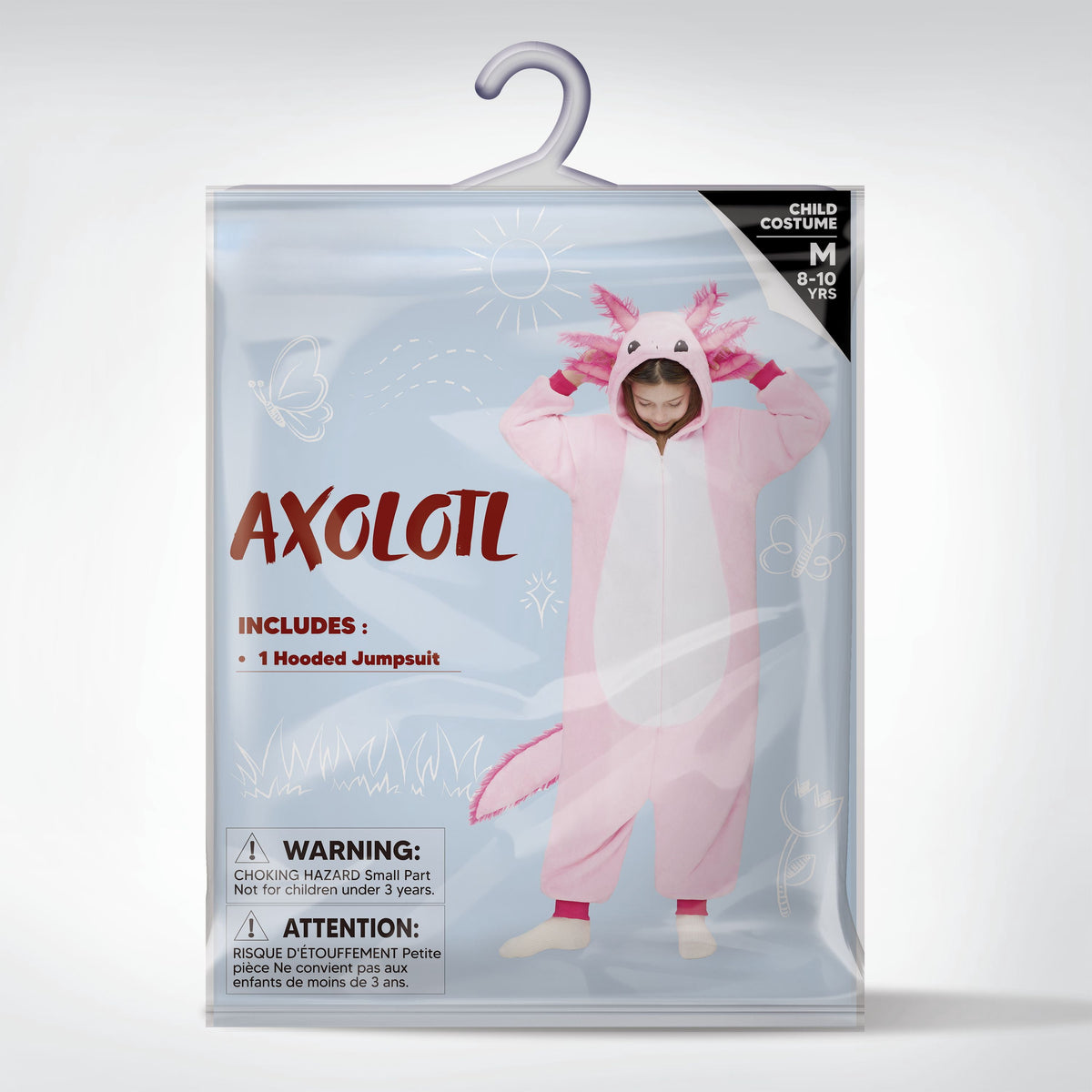 Halloween Costume Halloween Axolotl Costume for Kids, Zip-Up Hooded Jumpsuit