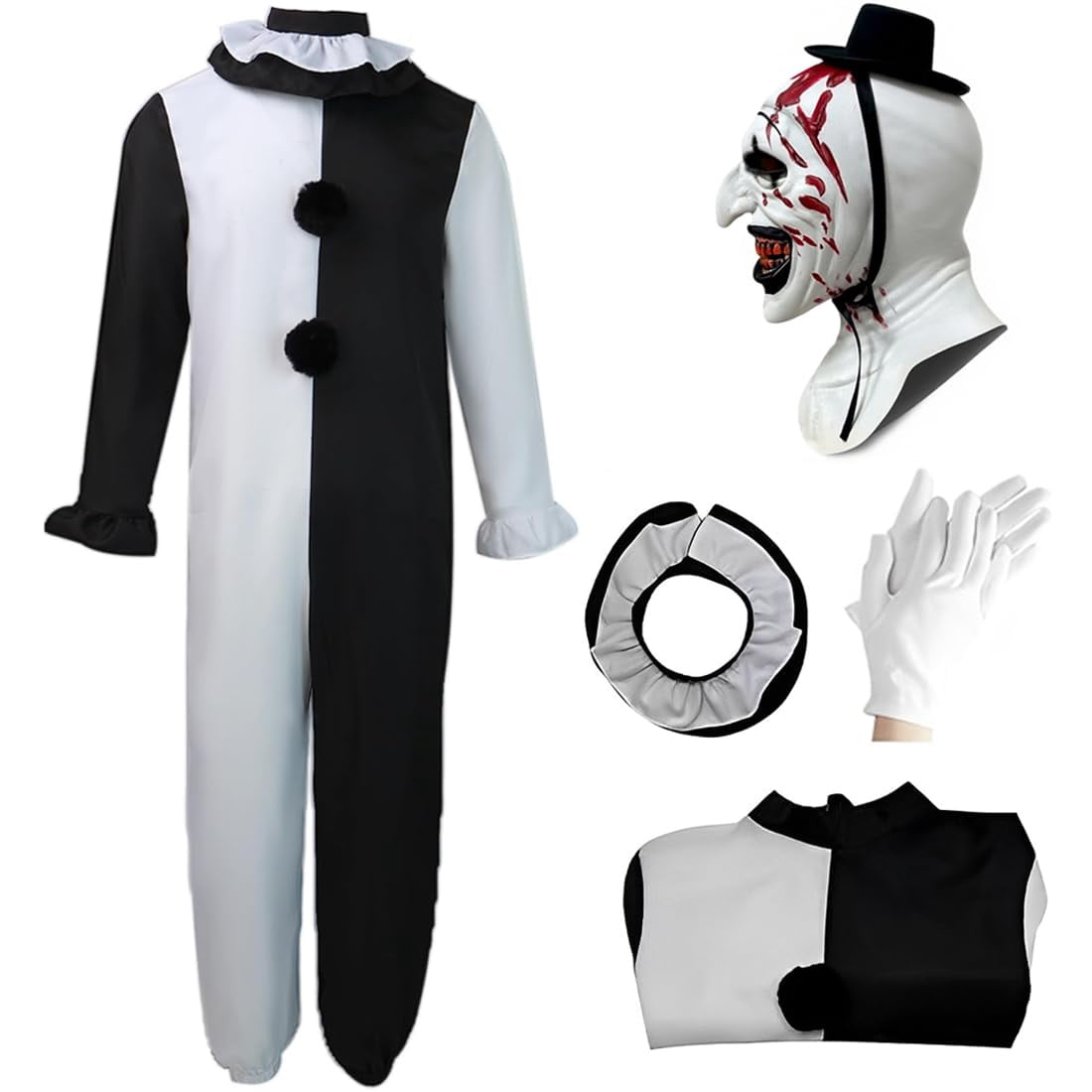 Halloween Costume Clown Costume Cosplay Clown Outfit Clown Jumpsuit with Mask