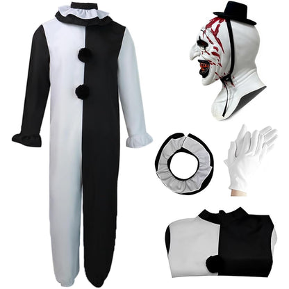 Halloween Costume Clown Costume Cosplay Clown Outfit Clown Jumpsuit with Mask