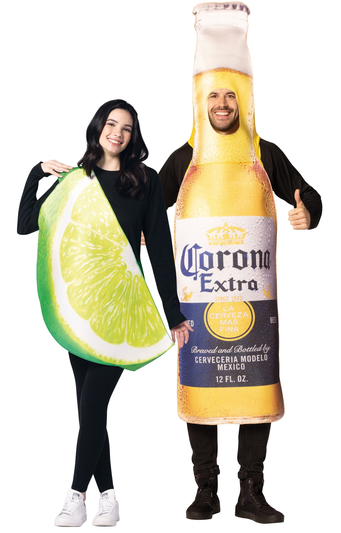 Halloween Costume Corona Extra Beer Bottle & Ultimate Lime Slice Couples,