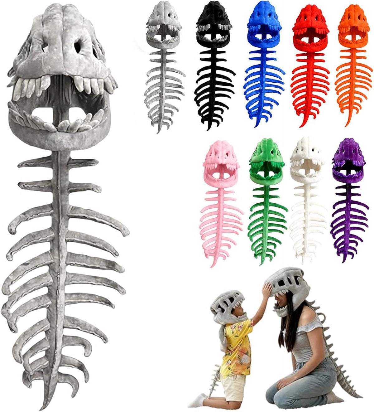 Halloween Costume 3D Plush Dinosaur Skeleton Costume, Realistic Spinosaurus