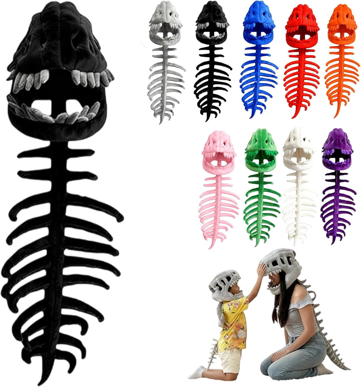 Halloween Costume 3D Plush Dinosaur Skeleton Costume, Realistic Spinosaurus