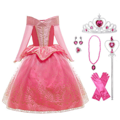 Halloween Costume Pink Princess Dress Party Toddler Girls Deluxe Beauty Cosplay