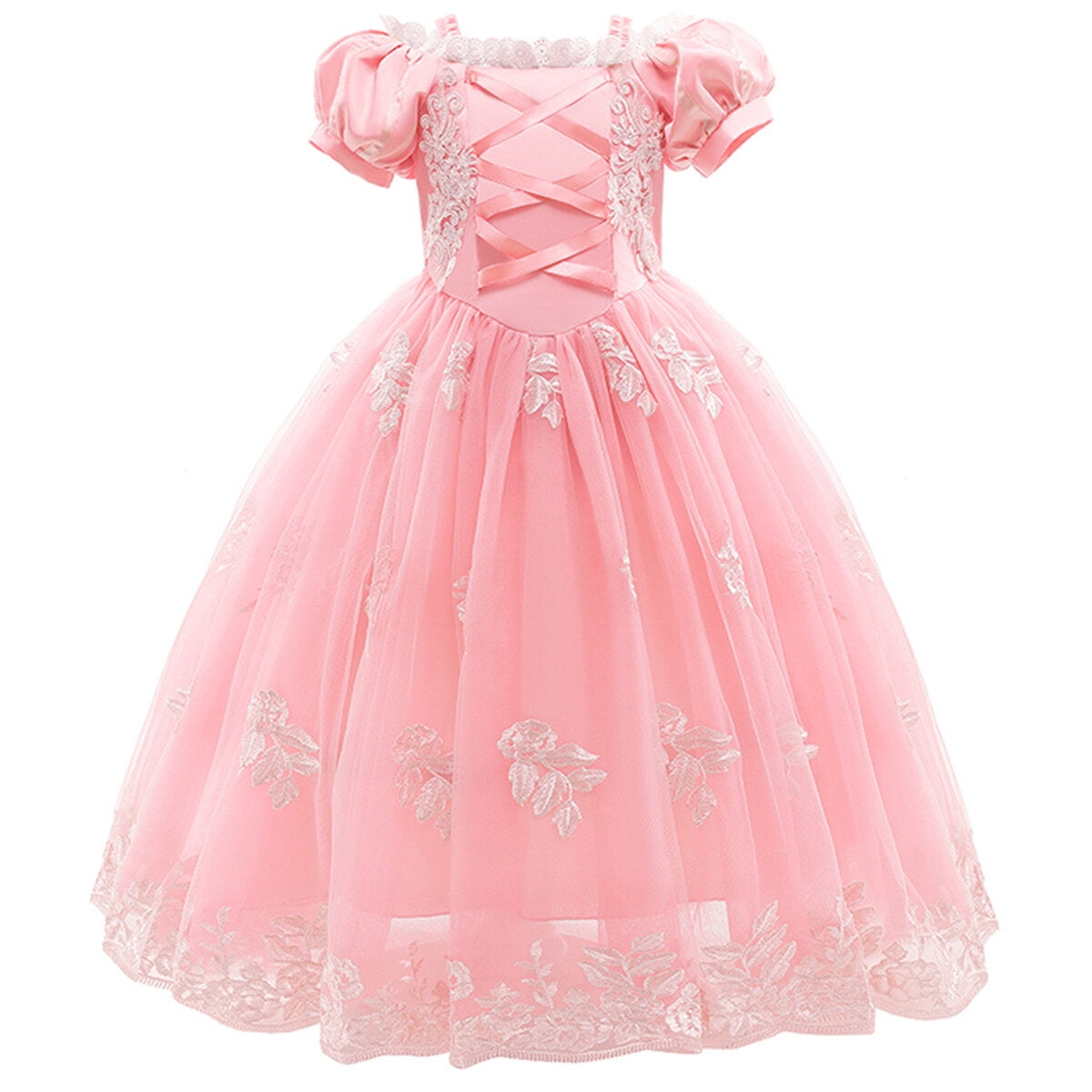 Halloween Costume Princess Dress for Girl Purple Cosplay Puff Sleeve Layerd Dresses