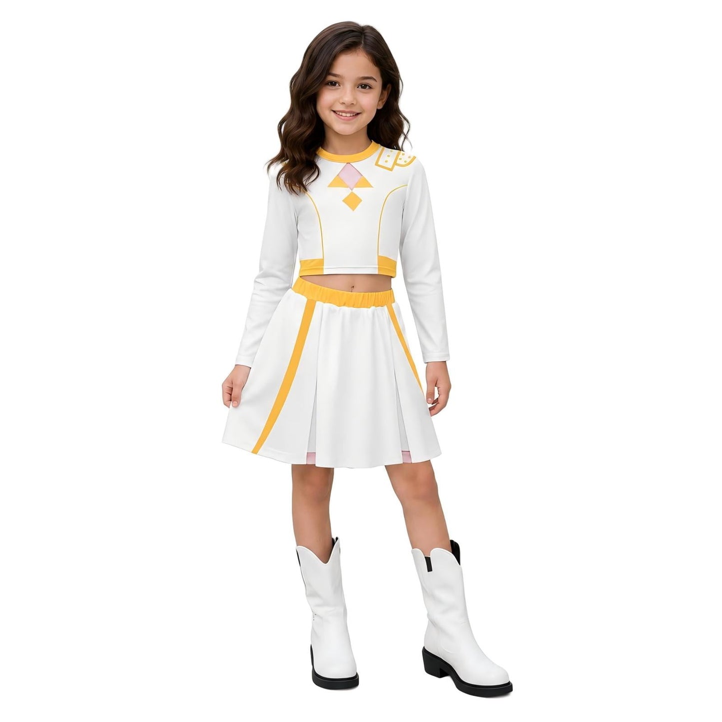 Halloween Costume Pop Star Stage Outfit Pop Idol White Long Sleeve Fringe