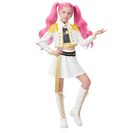 Halloween Costume Pop Star Stage Outfit Pop Idol White Long Sleeve Fringe