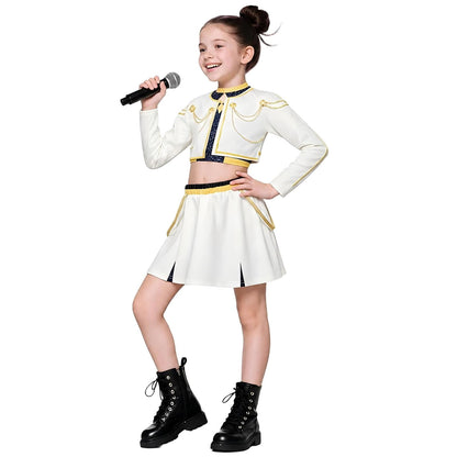 Halloween Costume Pop Star Stage Outfit Pop Idol White Long Sleeve Fringe