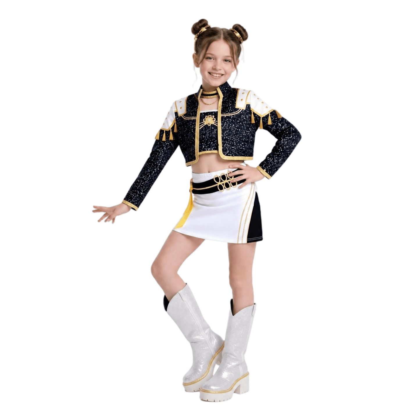 Halloween Costume Pop Star Stage Outfit Pop Idol Jacket Top and Shorts 3-Piece Set