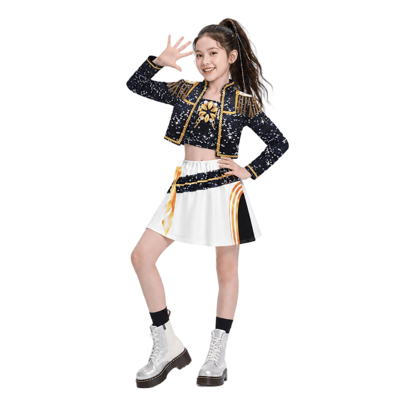 Halloween Costume Pop Star Stage Outfit Pop Idol White Long Sleeve Fringe