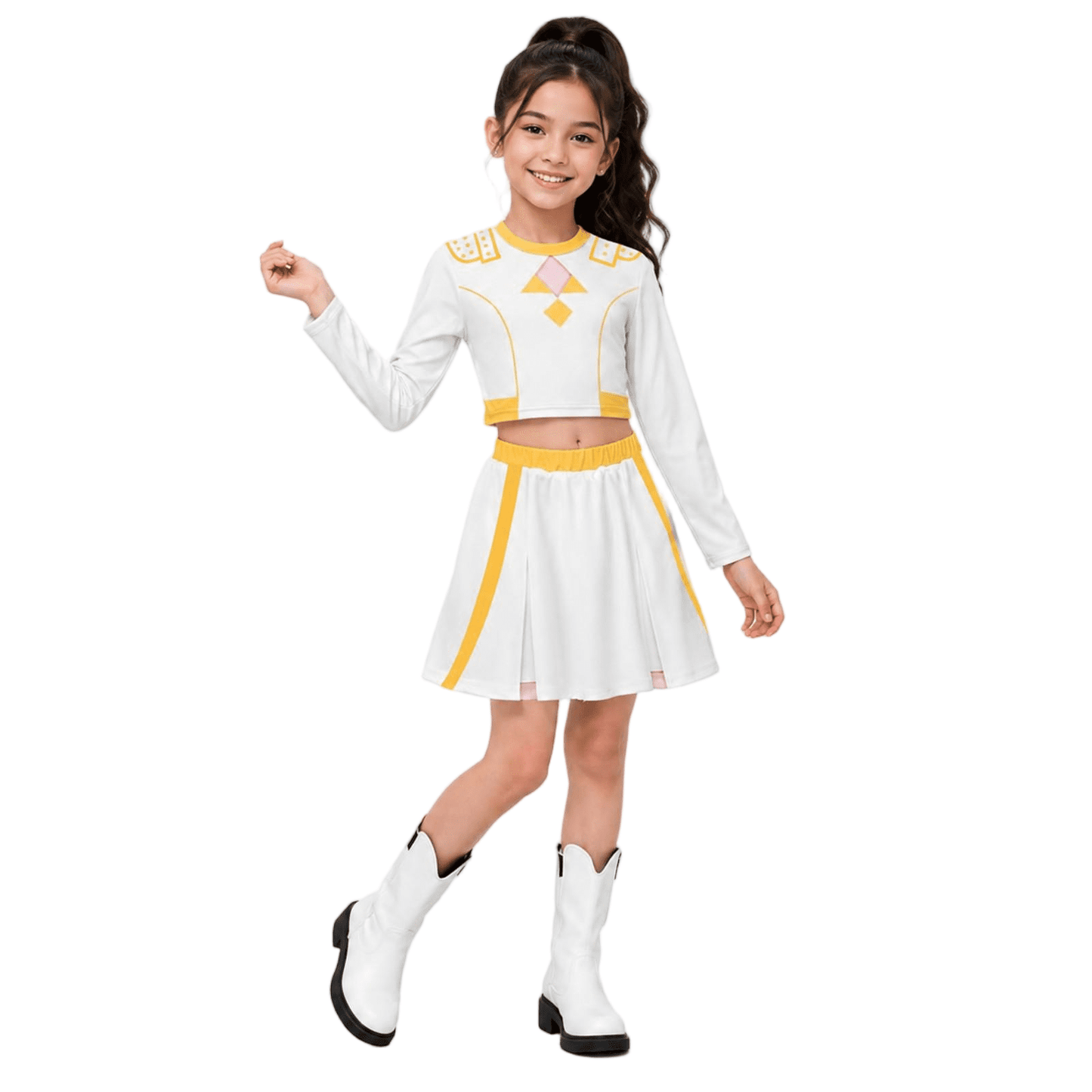 Halloween Costume Pop Star Stage Outfit Pop Idol White Long Sleeve Fringe