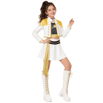 Halloween Costume Pop Star Stage Outfit Pop Idol White Long Sleeve Fringe