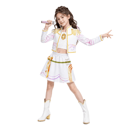 Halloween Costume Pop Star Stage Outfit Pop Idol White Long Sleeve Fringe