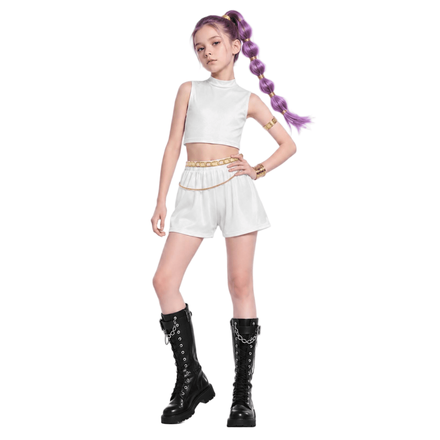 Halloween Costume Pop Star Stage Outfit Pop Idol White Long Sleeve Fringe