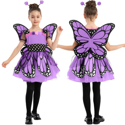 Halloween Costume Butterfly Costume for Girls Toddler Purple Wings and Headband