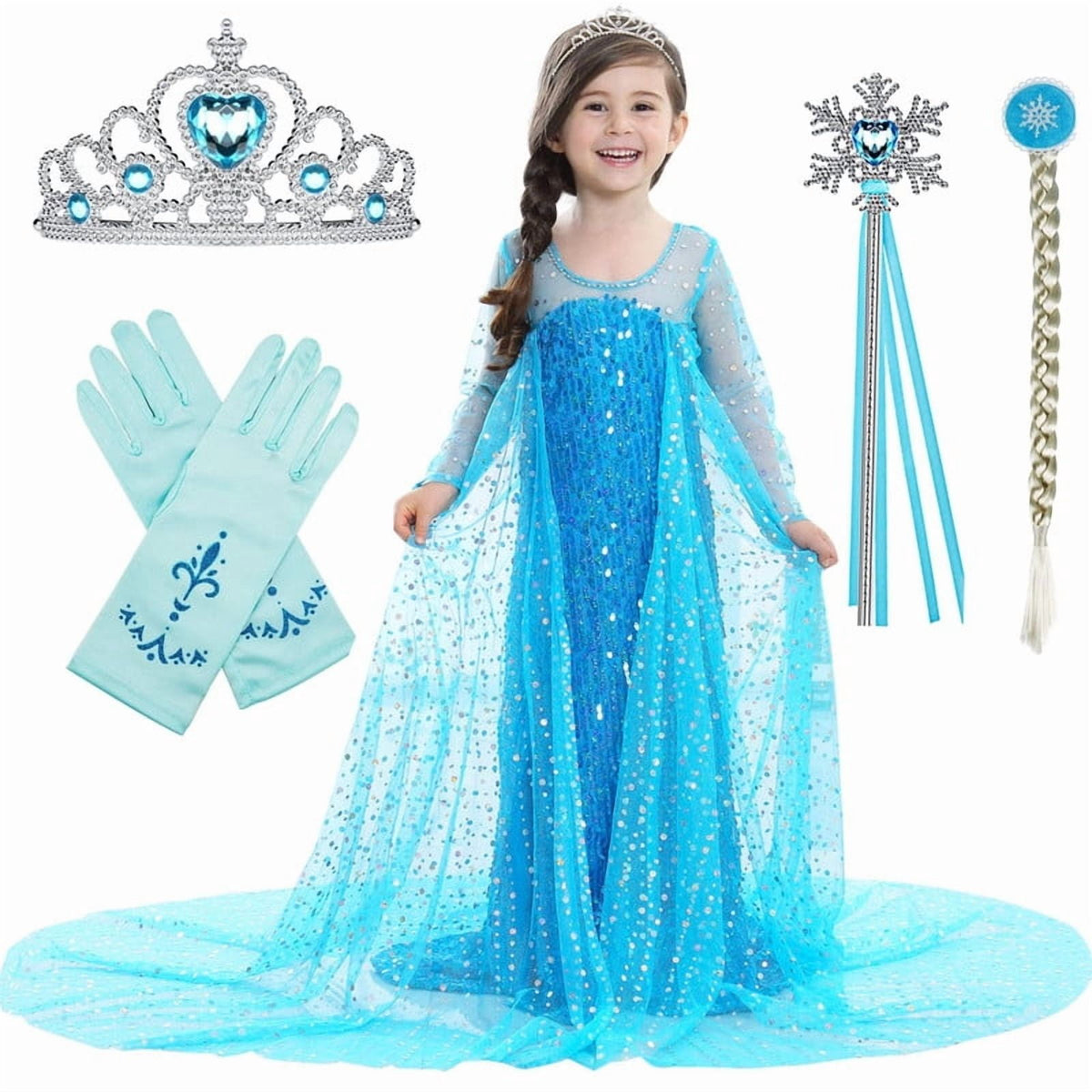 Halloween Costume Jurebecia Snow Queen Princess Dress up Costume for Girl