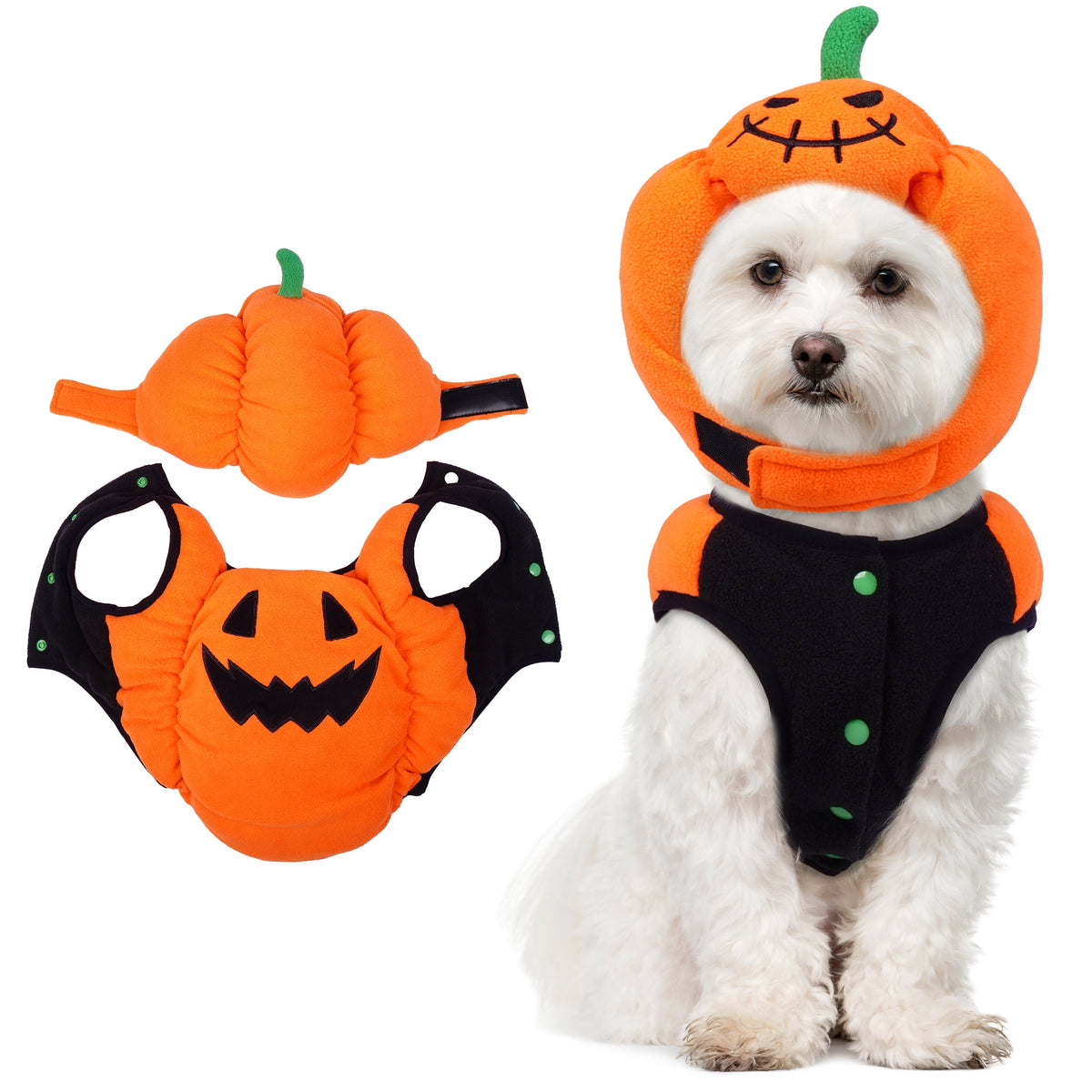 Halloween Costume Dog, Pumpkin Pet Costume, Soft and Cute Halloween Clothes for