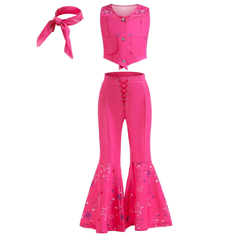 Halloween Costume SUEE Pink Cowgirl Outfit for Girls 70s 80s Hippie Disco