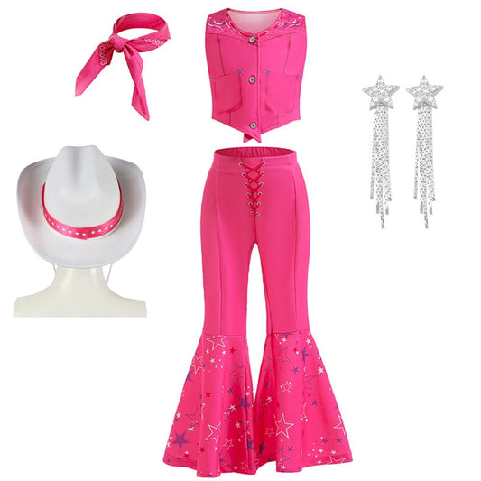 Halloween Costume SUEE Pink Cowgirl Outfit for Girls 70s 80s Hippie Disco