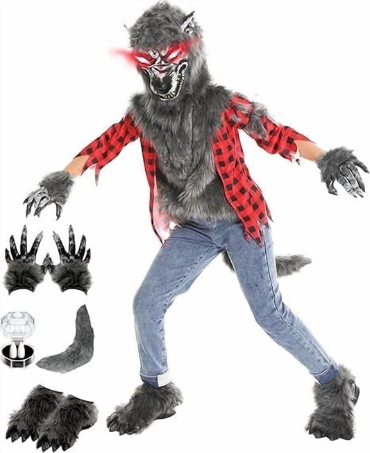 Halloween Costume Boys Wolf Costume Set - Halloween Red Werewolf Outfit with
